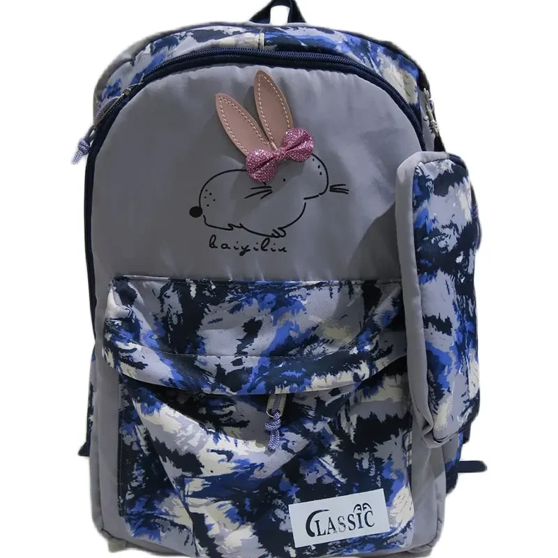 Classic Elegant School Backpack With Pencil Case For School 15 Inch - Gray