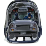 Barcela Bag Bat-Man Bus 3D Cute Cartoon Preschool Backpack 12 Inch - Blue/Gray