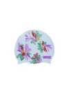 Arena Swimming Cap Silicone Tropical Flower — White