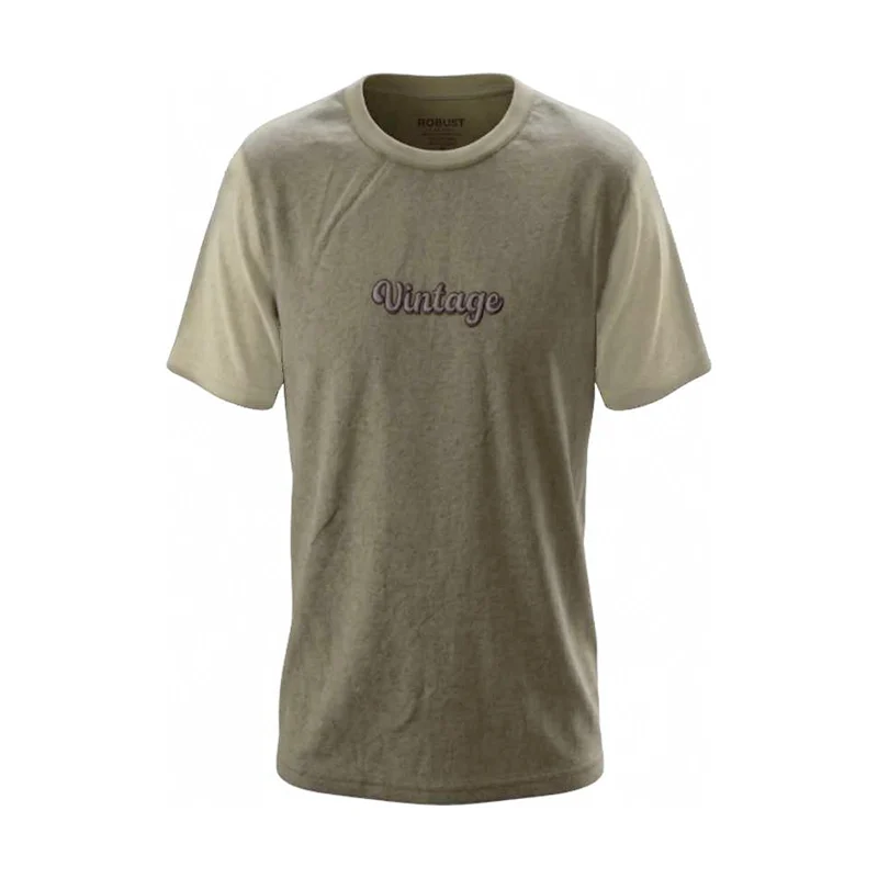 Robust Men's Vintage Embroidery Short Sleeve T-Shirt - Olive Green
