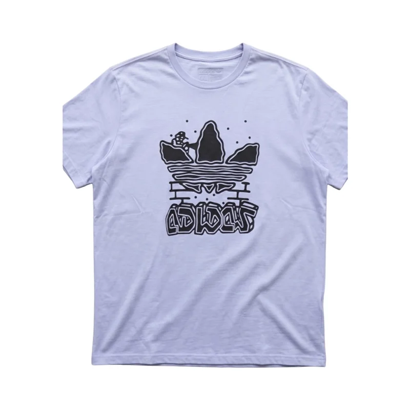 Adidas Men's Trefoil Graffiti Graphic Short Sleeve T-Shirt - Light White