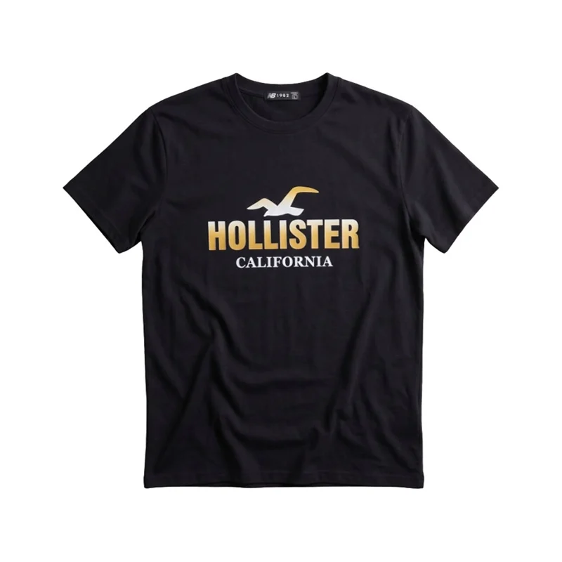 Hollister California Men's Short Sleeve T-Shirt - Black / Gold