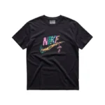 Nike Men's Multi-Color Doodle Graphic Short Sleeve T-Shirt - Black