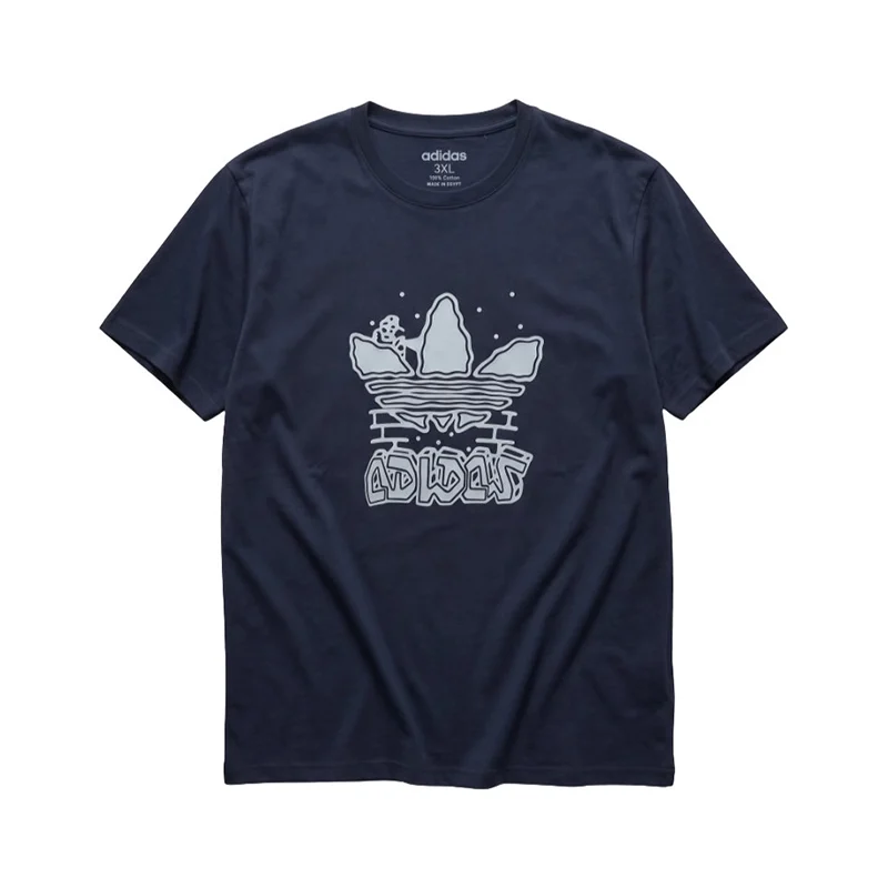 Adidas Men's Trefoil Graffiti Graphic Short Sleeve T-Shirt - Navy Blue