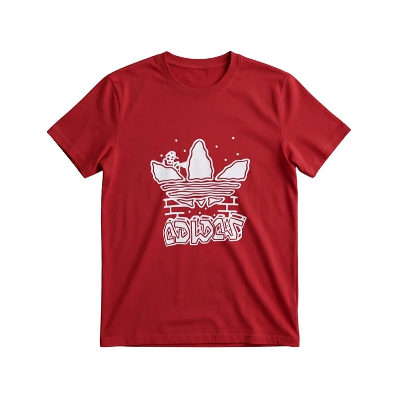 Adidas Men's Trefoil Graffiti Graphic Short Sleeve T-Shirt - Red