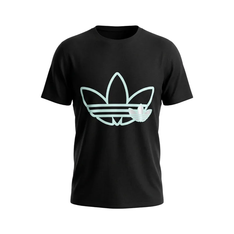 Adidas Men's Double Trefoil Outline Short Sleeve T-Shirt - Black